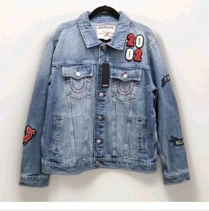 True Religion Men's Jessie Patch Denim Trucker Jacket Sz Large